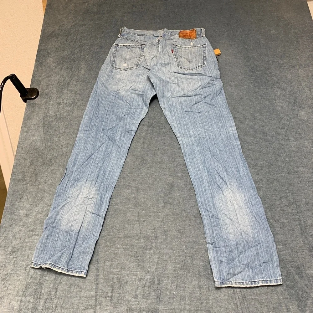 Levi's 514 Slim Straight Jean Men 30x32 Blue Denim Light Wash Distressed Pockets